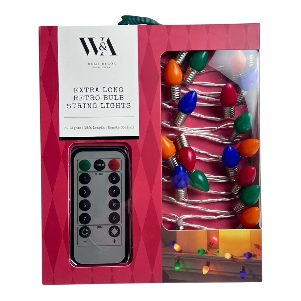 Retro Style Bulb LED Multicolor long STRING LIGHTS 18 ft Remote-Timer-Dimmer
